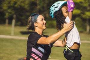 child with parent at park