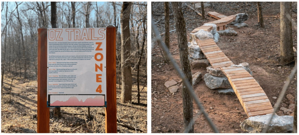 Zone 4 trail sign and flyover bridge