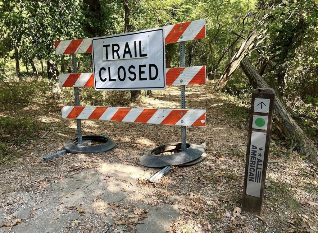Trail closed sign